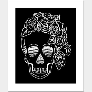 Skull with flowers Posters and Art